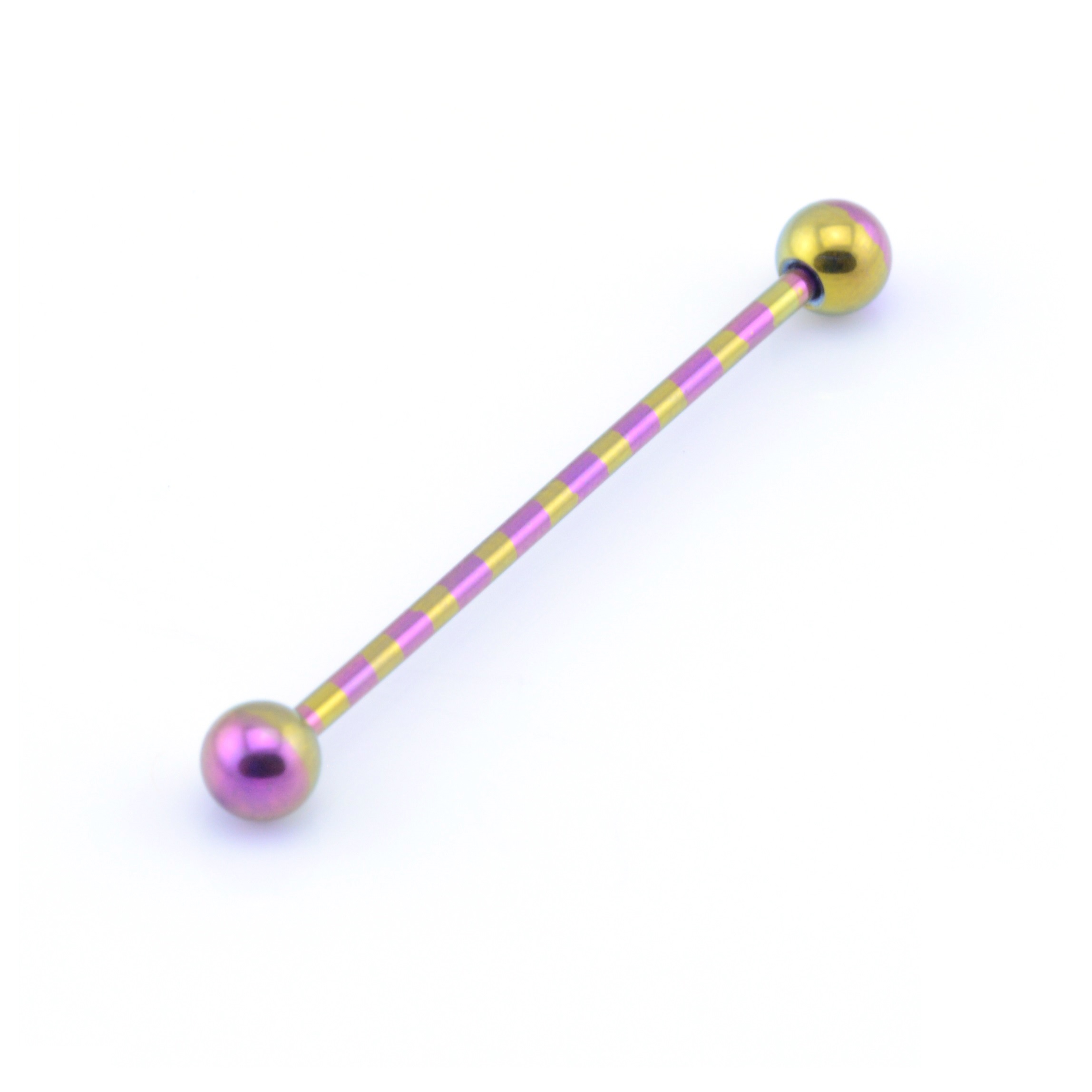 Anodized Striped Industrial Barbell Gold & Purple