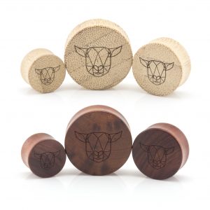 Geometric Sheep Wood Ear Plug