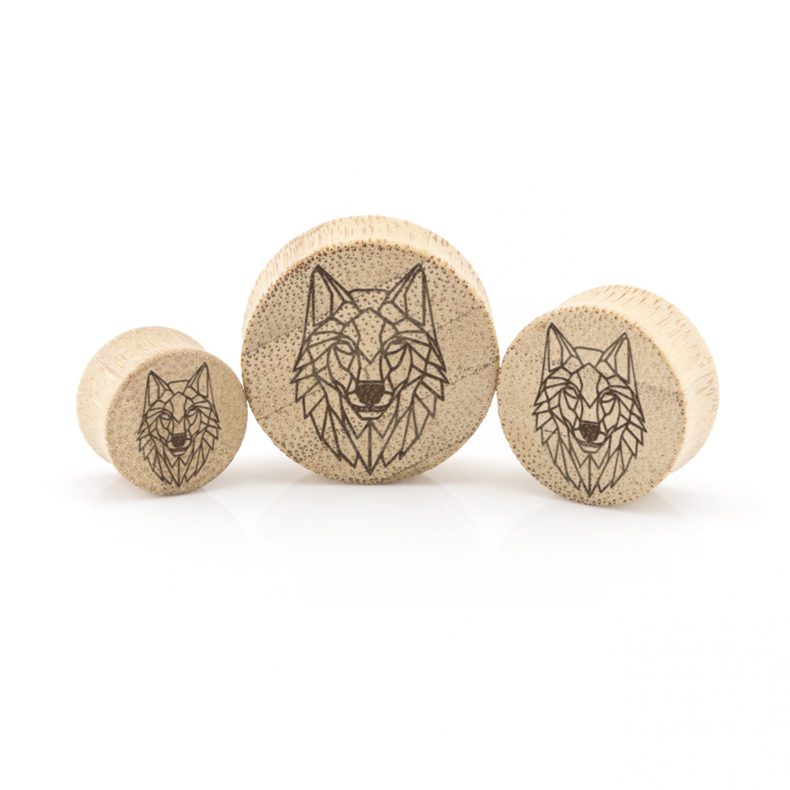 Geometric Wolf Wood Ear Plug - Image 4