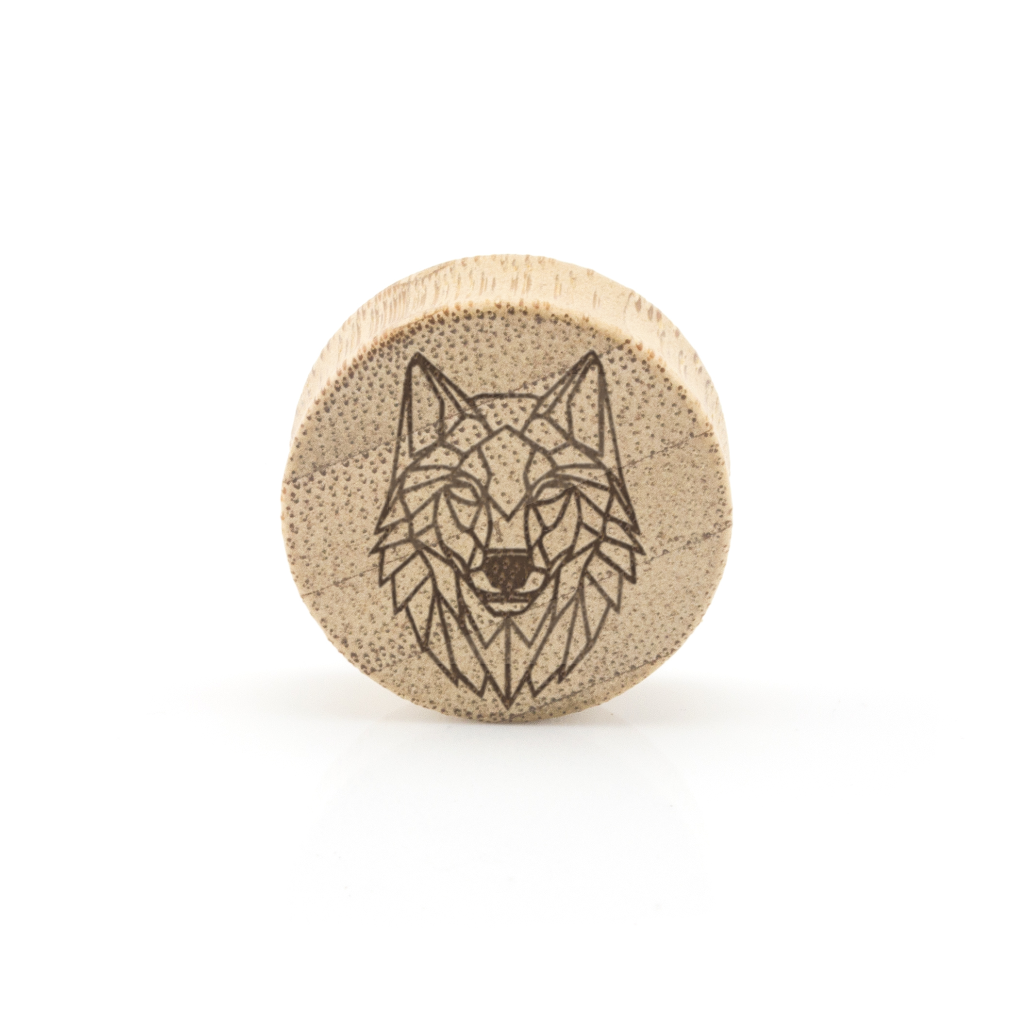 Geometric Wolf Wood Ear Plug - Image 5