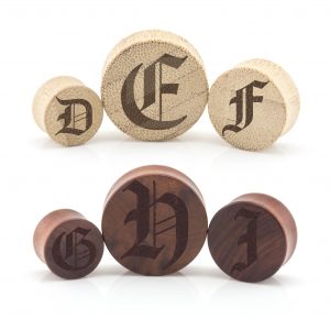 A-Z Gothic Alphabet Wood Ear Plug